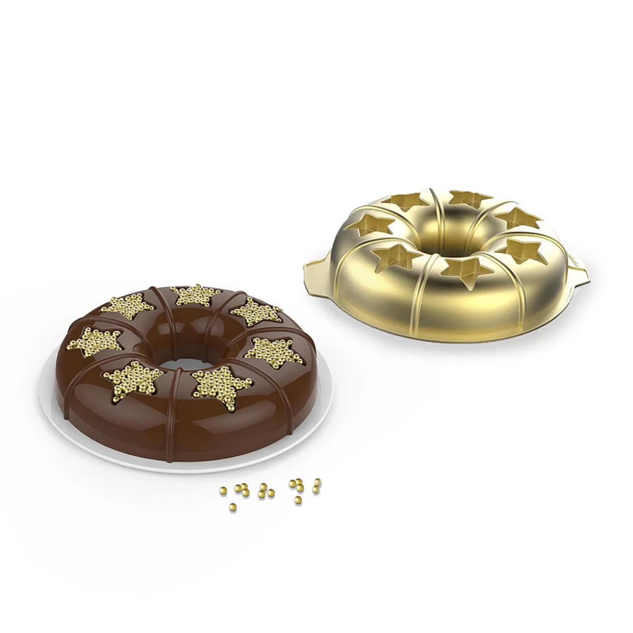 Gifi Moule couronne de Noël surprise étoile silicone doré< Cuisson