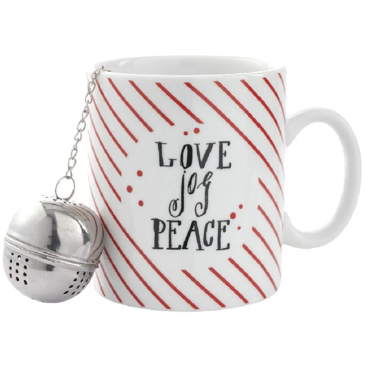Mug avec boule à thé Love Jog Peace blanc rayure rouge 35 cl>Gifi Outlet