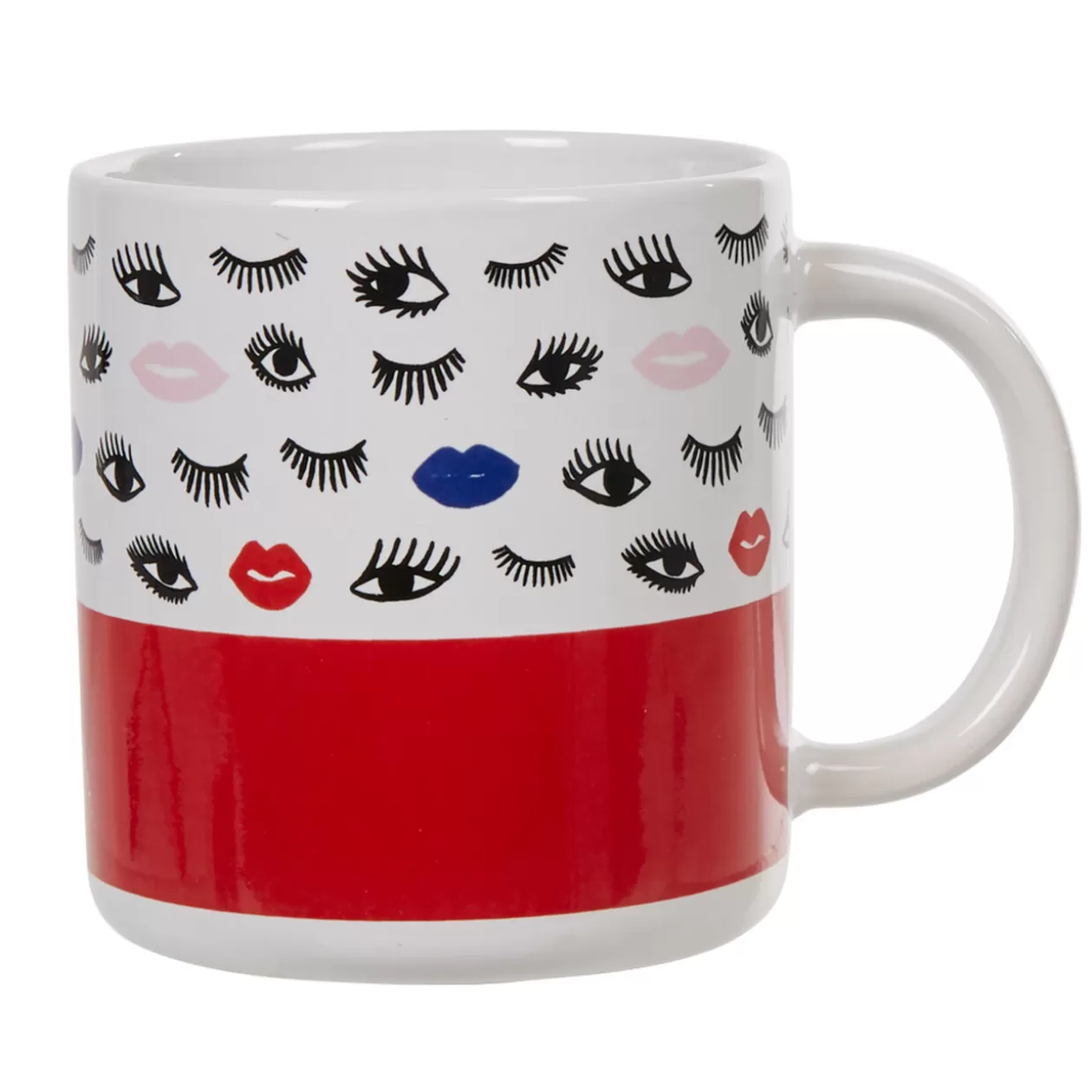 Mug blanc et rouge motif oeil et bouche>Gifi Fashion