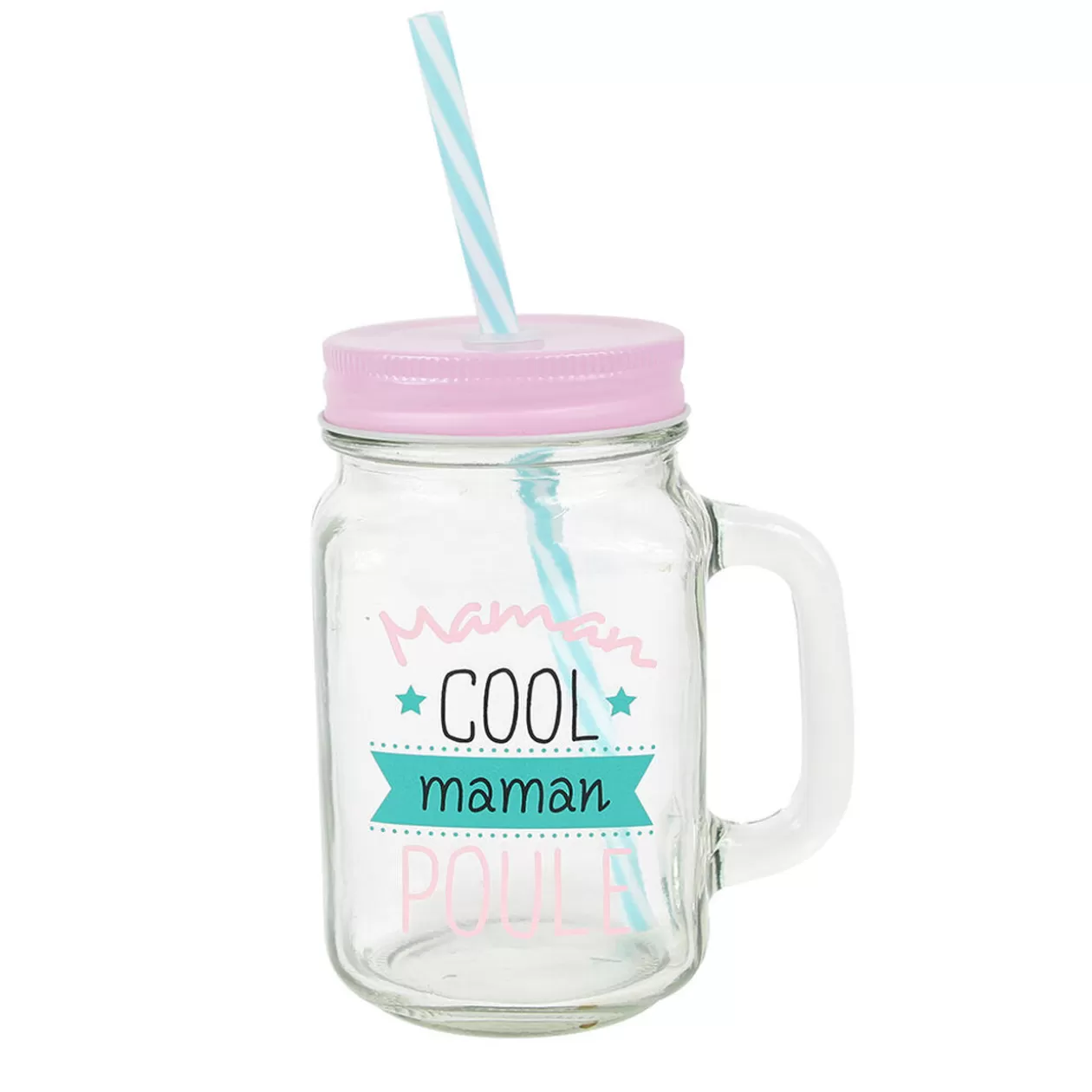 Gifi Mug bocal transparent avec paille< Vaisselle Et Accessoires De Table