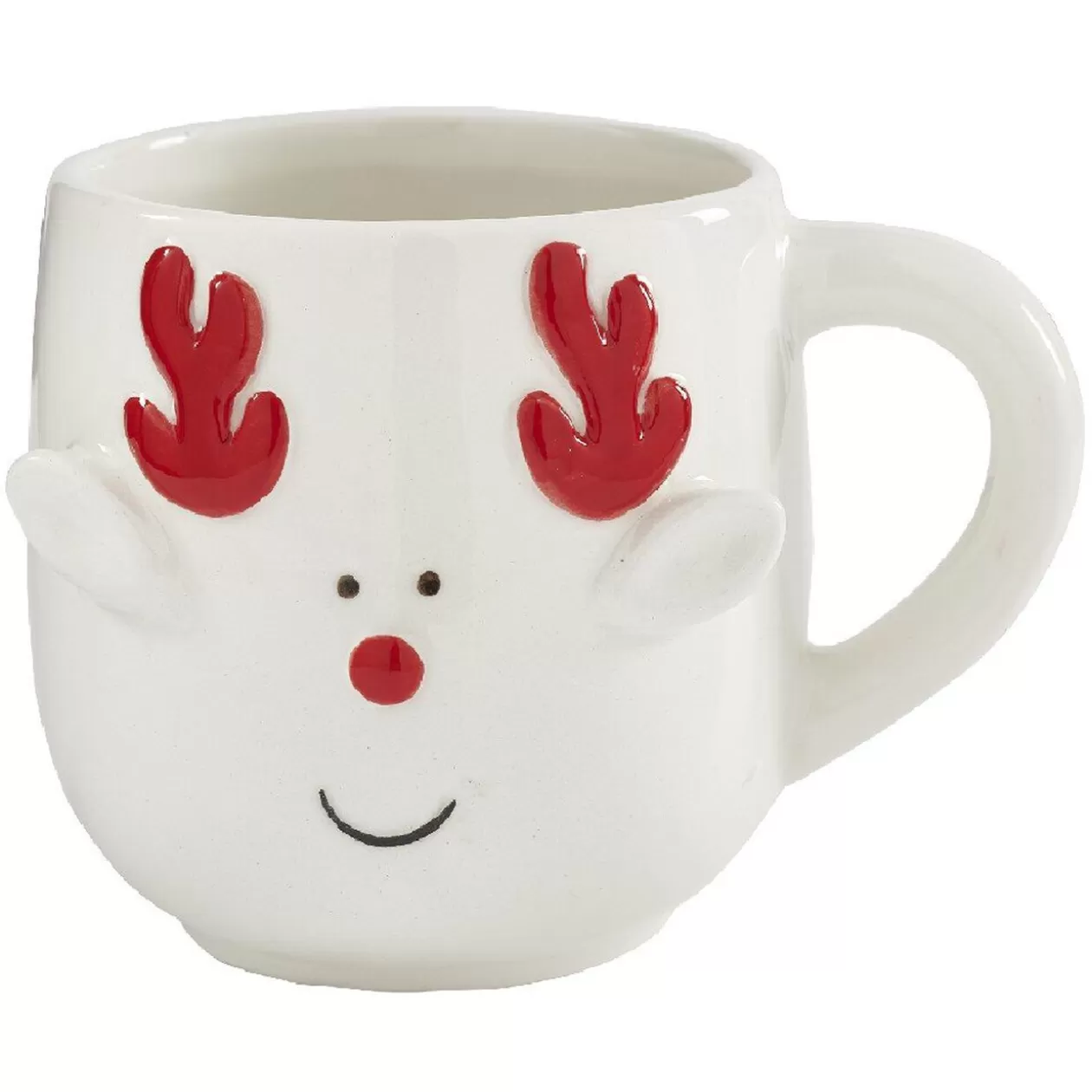 Mug de Noël blanc motif relief tête de renne cornes rouge 37 cl>Gifi Sale