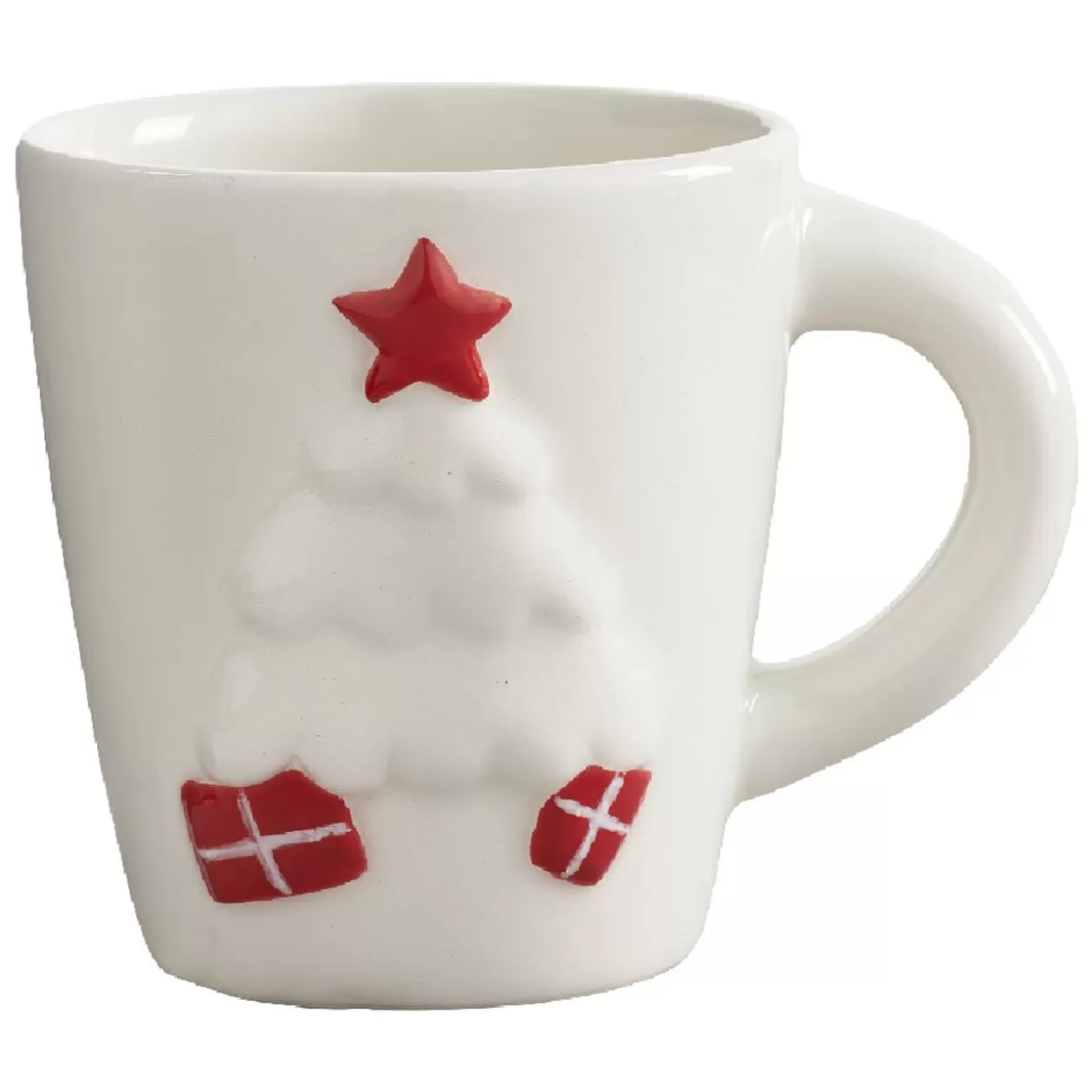 Mug de Noël motif relief sapin blanc décor rouge 37 cl>Gifi Discount