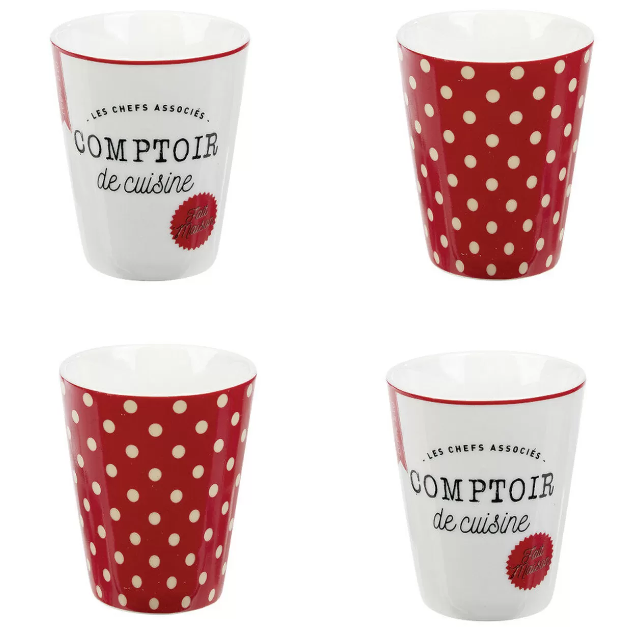 Mug en porcelaine rouge pois blanc 20 cl x4>Gifi Store