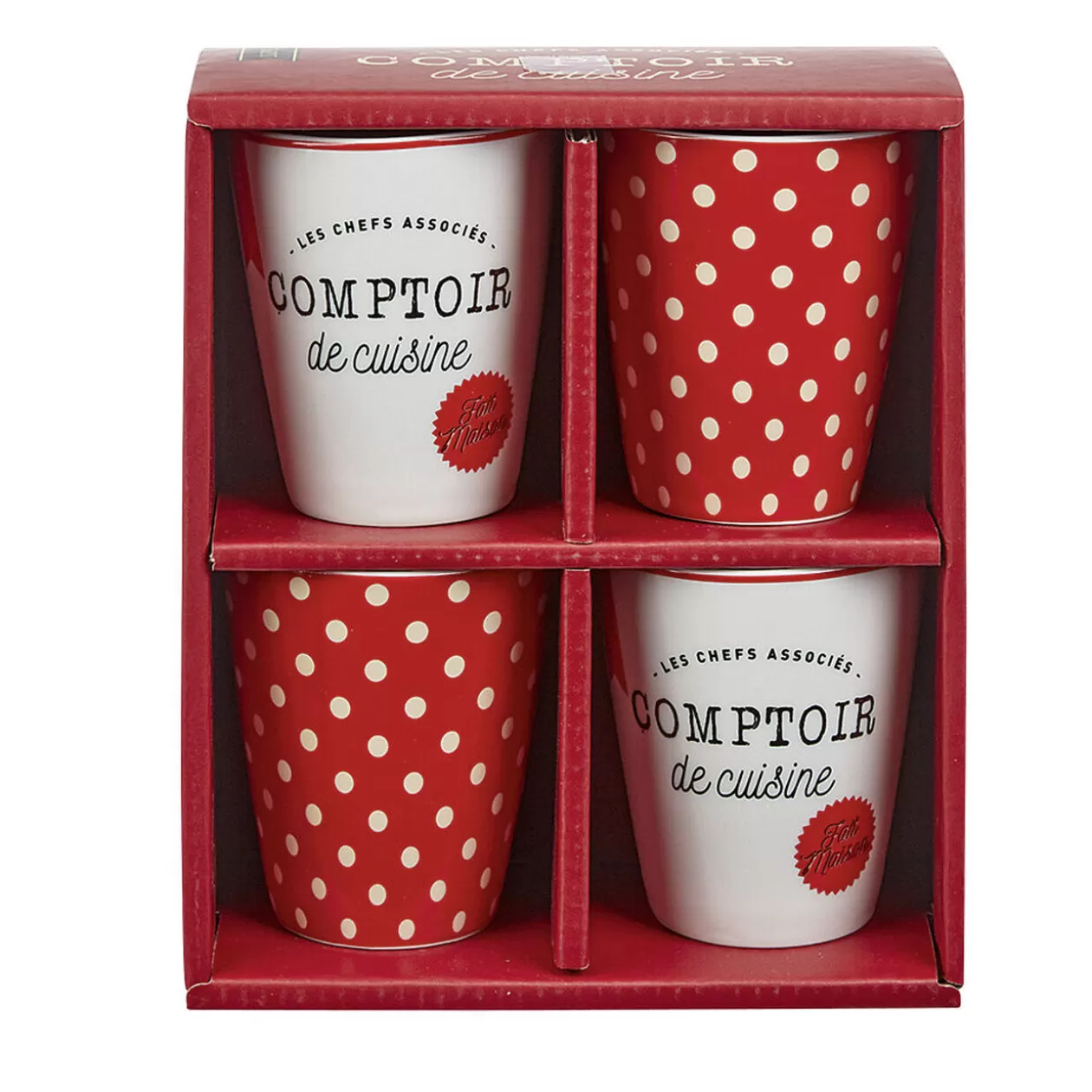 Mug en porcelaine rouge pois blanc 20 cl x4>Gifi Store