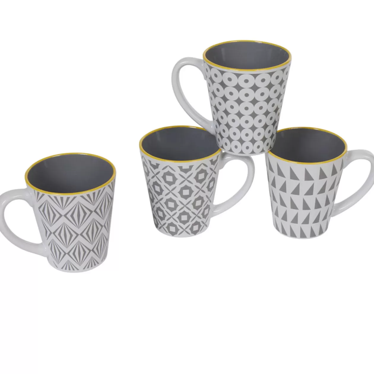 Mug motif géométrique gris et blanc>Gifi Discount