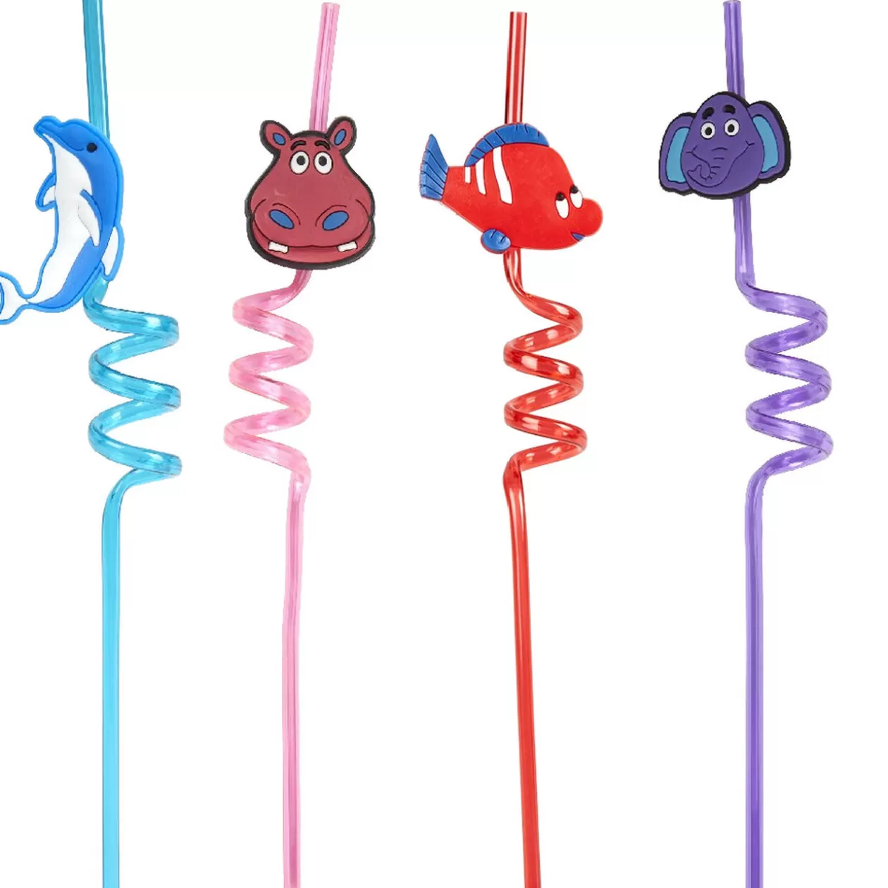 Paille tortillon fantaisie décor animaux x4>Gifi Cheap