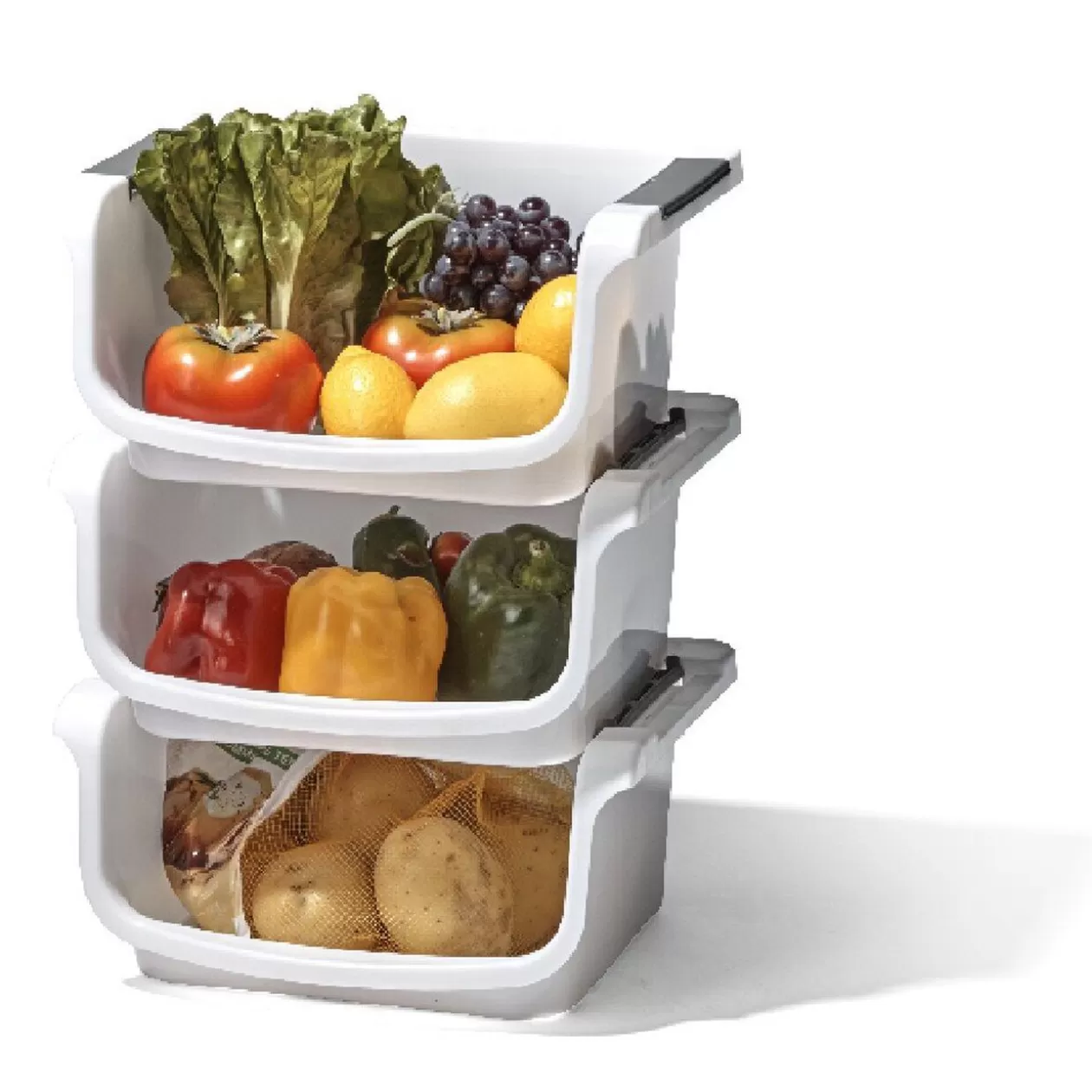 Gifi Panier superposable blanc x3< Rangement De Cuisine
