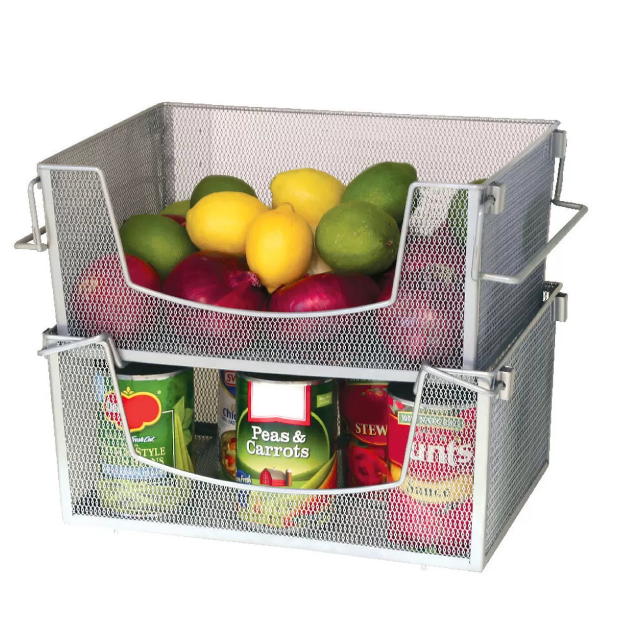 Gifi Panier superposable gris argenté< Rangement De Cuisine
