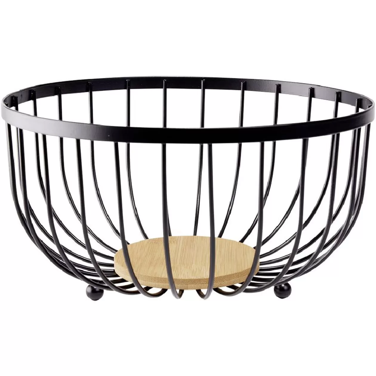 Gifi Panière à fruits fond bambou métal noir Ø25xH13cm< Préparation Culinaire