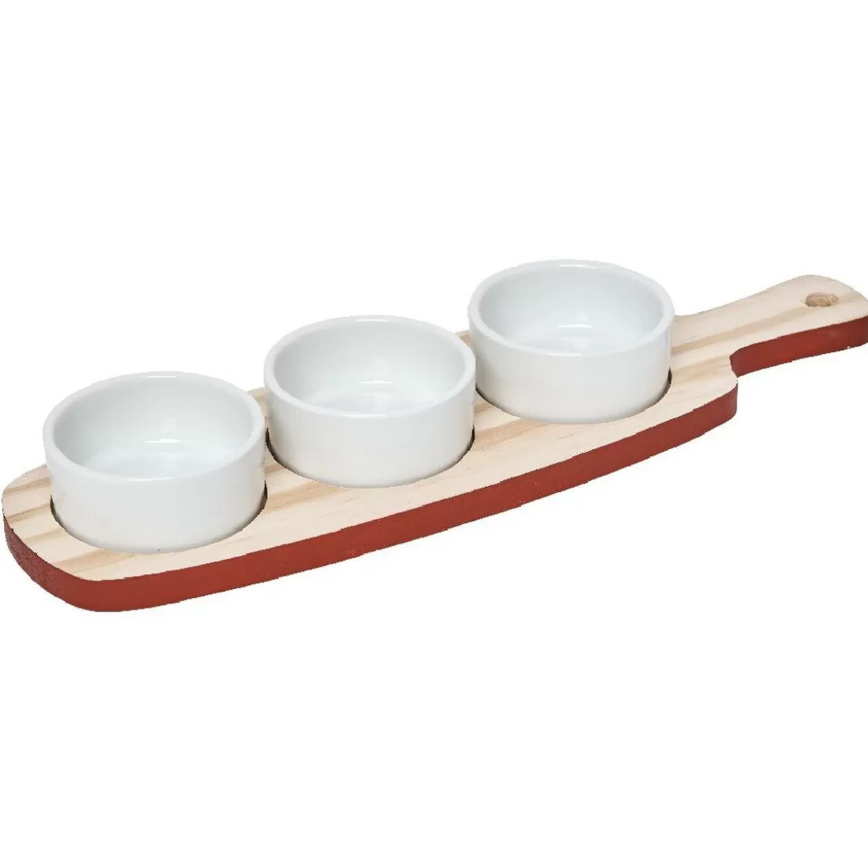 Gifi Planche à apéritifs 3 coupelles blanc naturel< Vaisselle Et Accessoires De Table