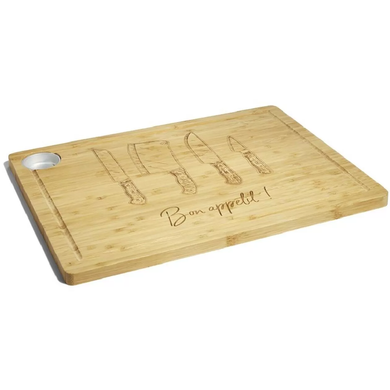 Gifi Planche à découper bambou avec rigole et récupérateur de jus 38x28x1,5cm< Préparation Culinaire