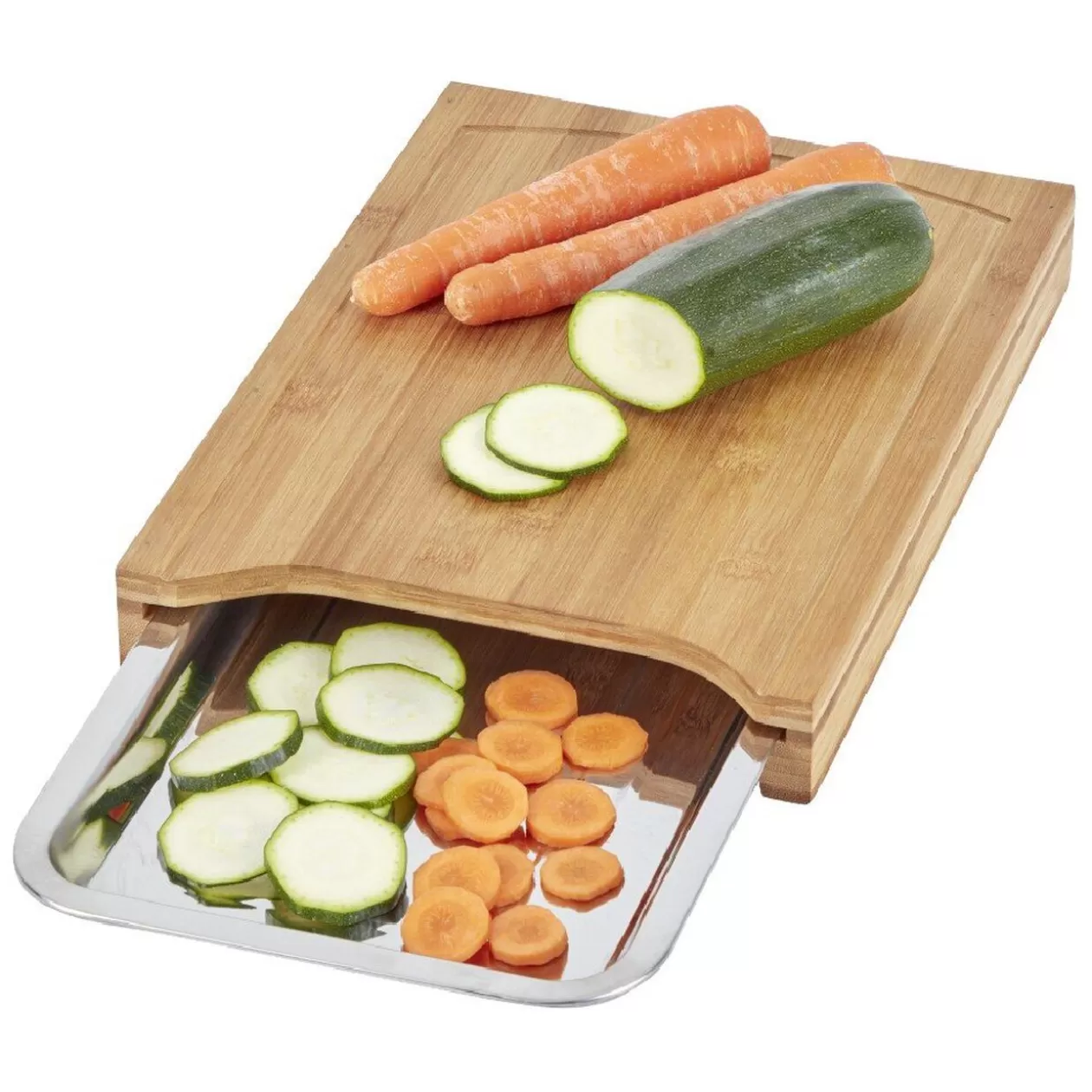 Gifi Planche à decouper en bambou avec bac récupérateur inox< Préparation Culinaire