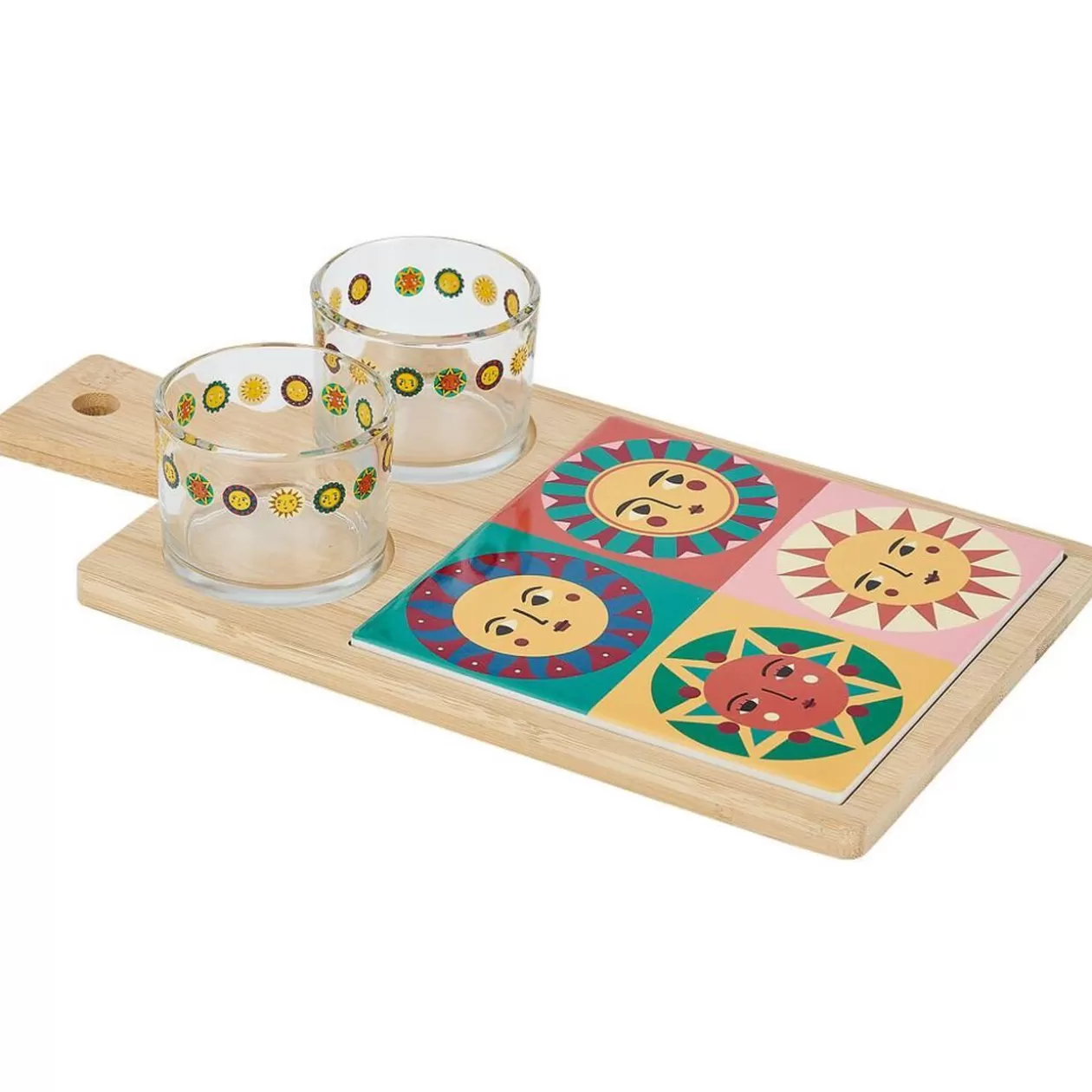 Gifi Planche de présentation apéritif bambou avec 2 ramequins 32x17x1cm< Préparation Culinaire