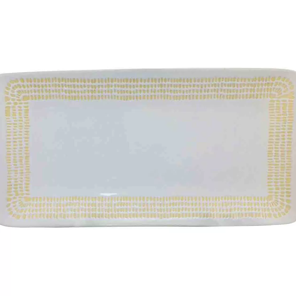 Plat à cake blanc contour grains de riz jaunes>Gifi Shop