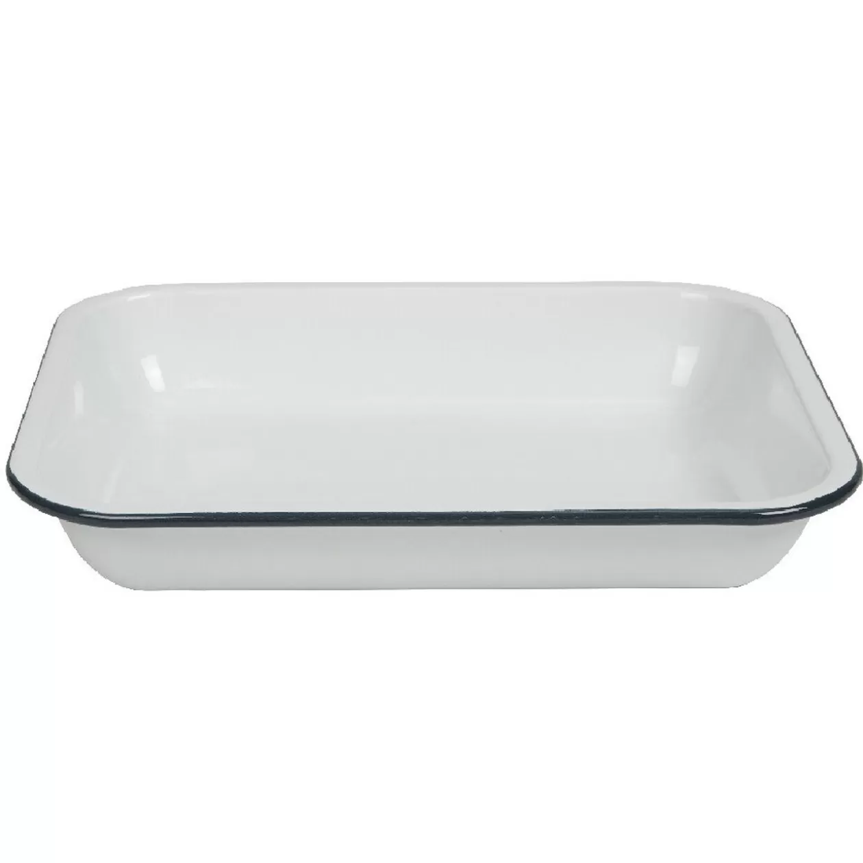 Gifi Plat à four acier émaillé blanc contour bleu< Cuisson