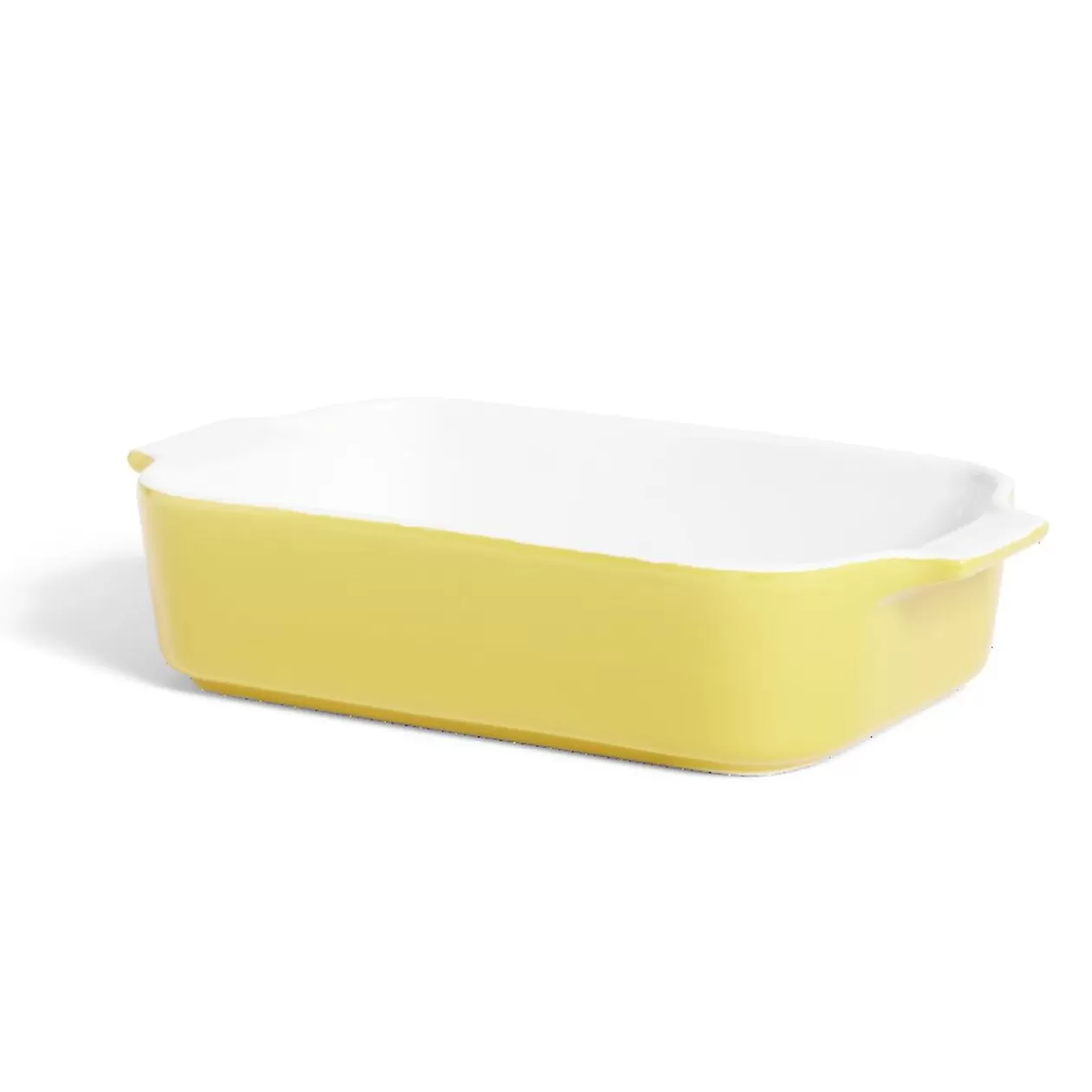 Gifi Plat à four en grès blanc et jaune 24x13,6xH5,5cm< Cuisson