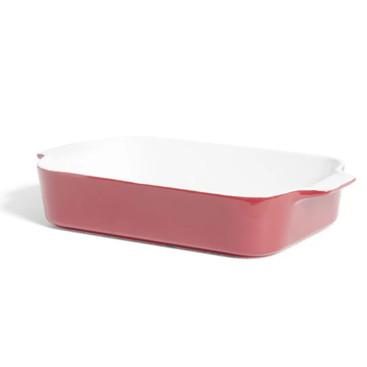 Gifi Plat à four en grès blanc et rouge 35,7x20xH6,7cm< Cuisson