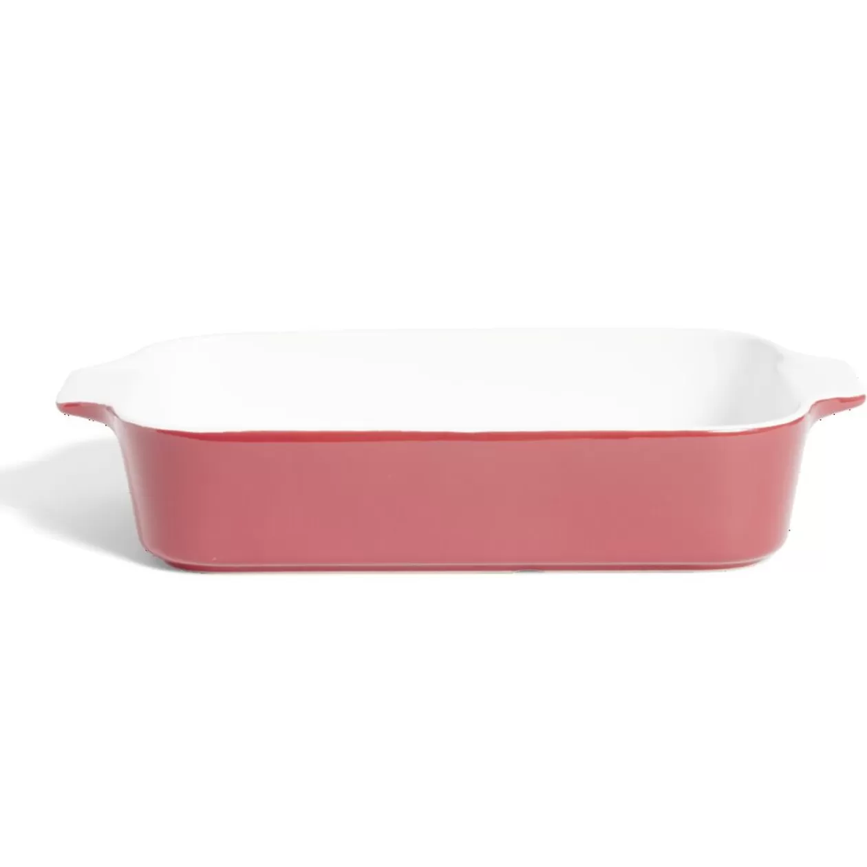 Gifi Plat à four en grès blanc et rouge 35,7x20xH6,7cm< Cuisson