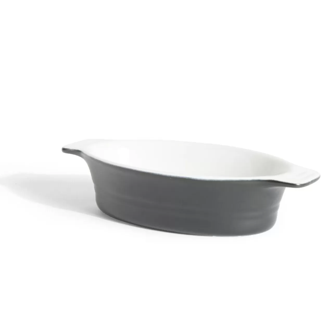 Gifi Plat à four ovale en céramique noir 13,5x17xH5cm< Cuisson