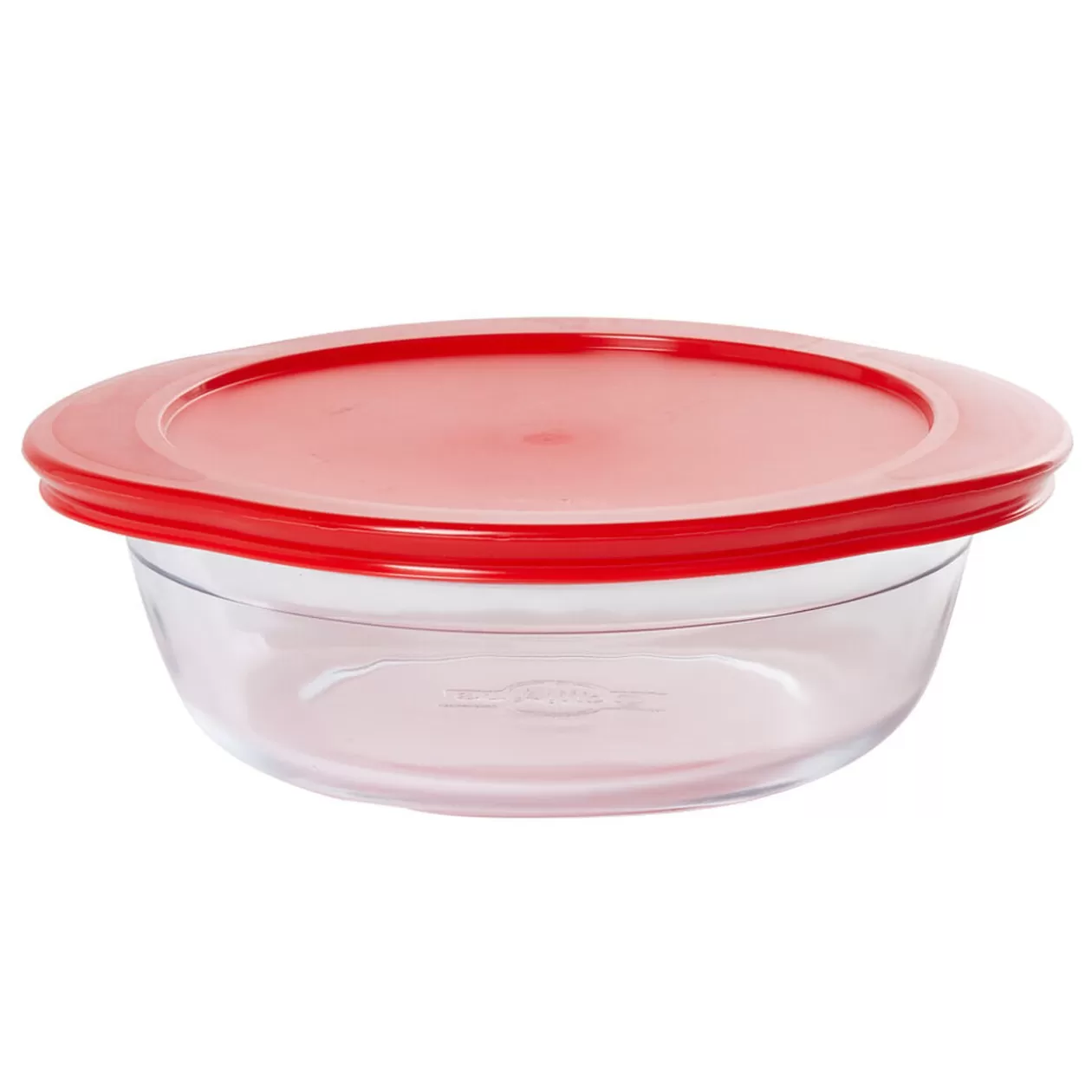 Gifi Plat à four rond en verre couvercle plastique< Cuisson