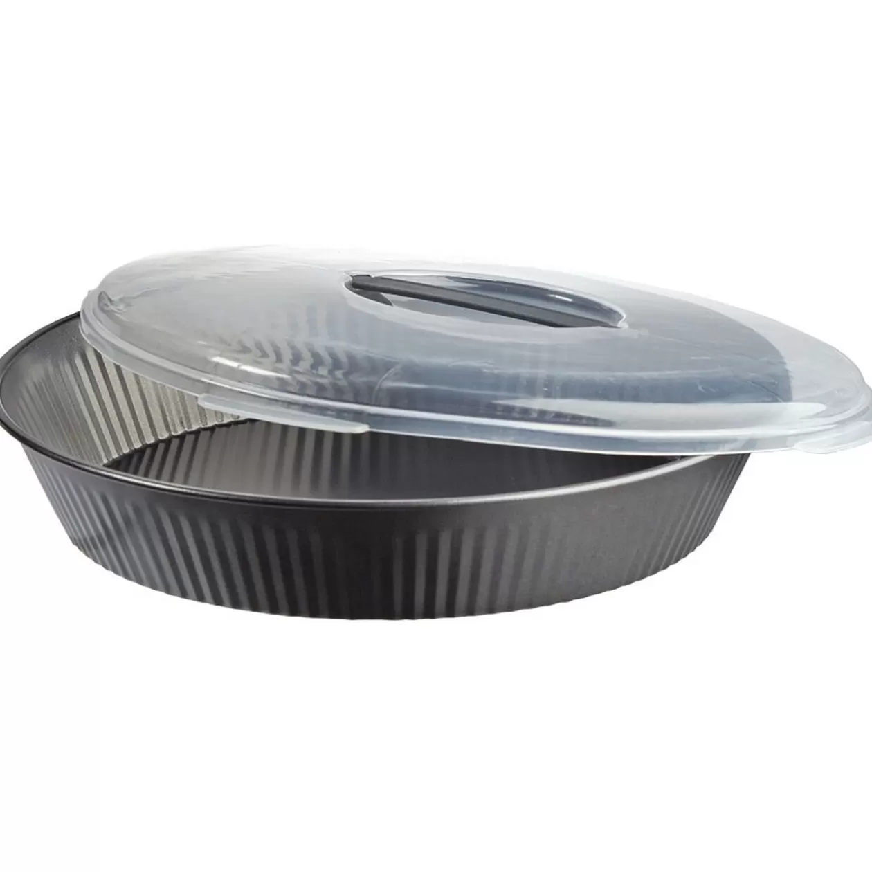 Gifi Plat à gâteau transportable forme rond gris< Cuisson
