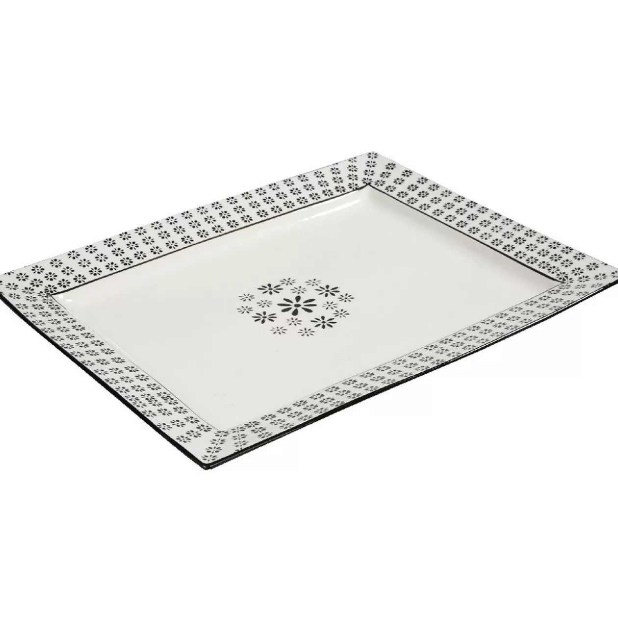Gifi Plat à servir blanc et noir Jaya bohème< Cuisson