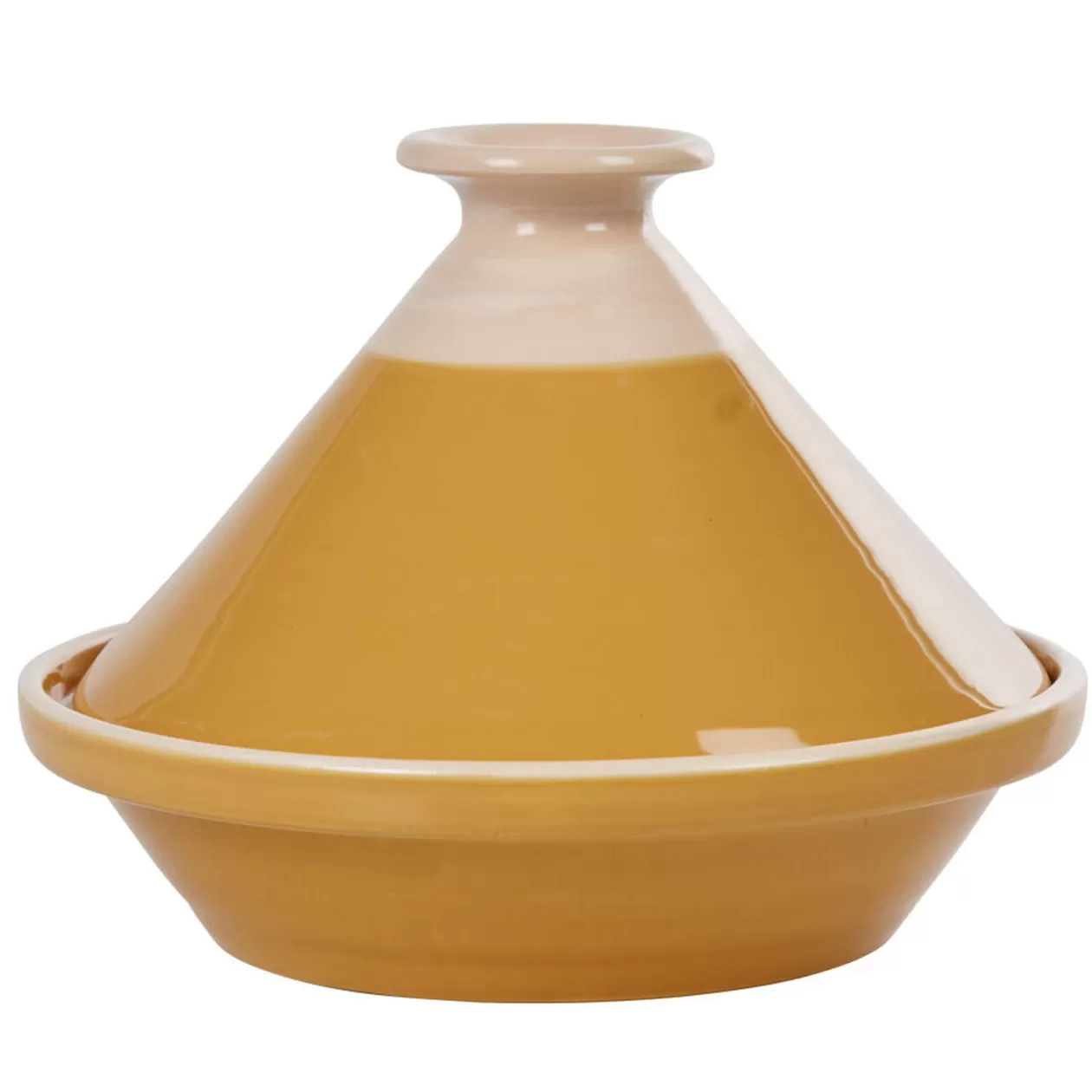 Gifi Plat à tajine en faïence jaune moutarde et blanc ivoire< Cuisson