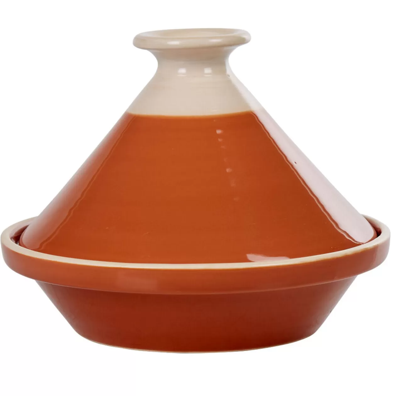 Gifi Plat à tajine en faïence rouge brique et blanc ivoire< Cuisson