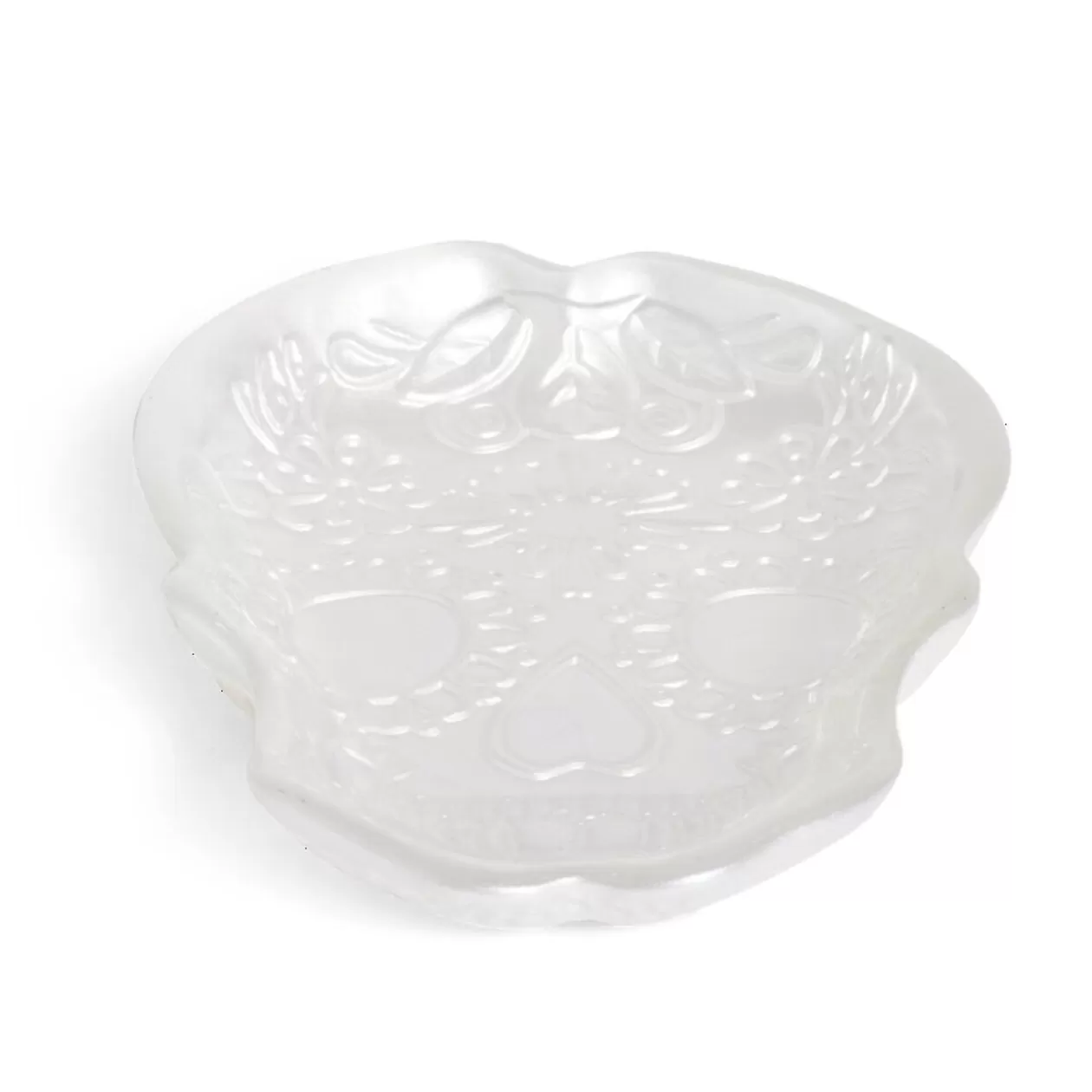 Plat Halloween tête de mort mexicaine en verre blanc 15x11xH2cm>Gifi New
