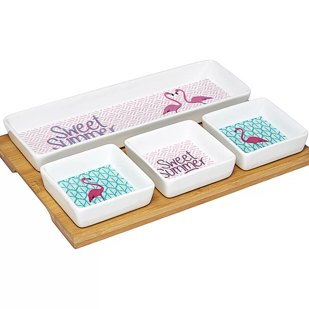 Plateau + 4 coupelles motif flamant rose>Gifi Sale