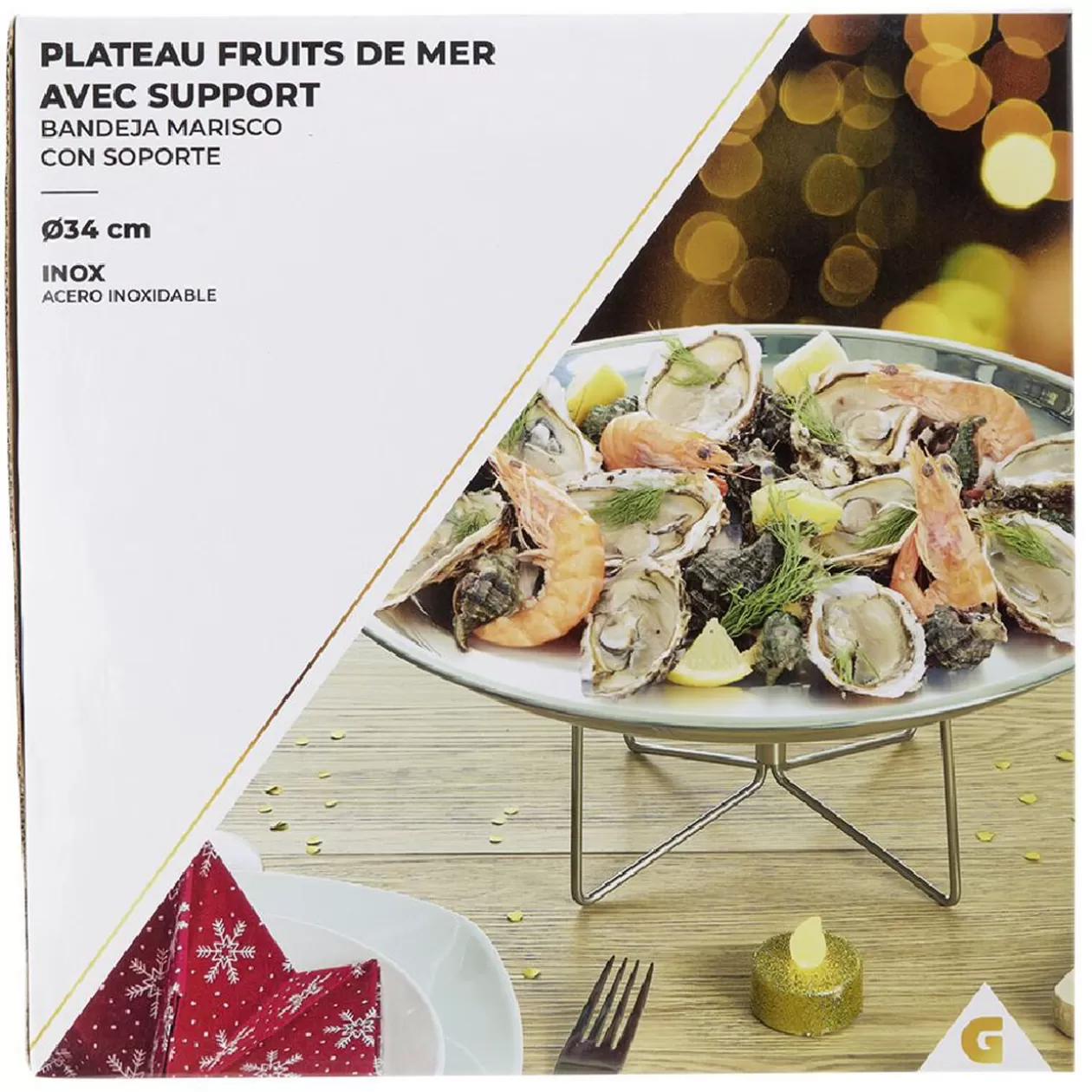 Gifi Plateau à huîtres et fruits de mer avec support inox< Préparation Culinaire
