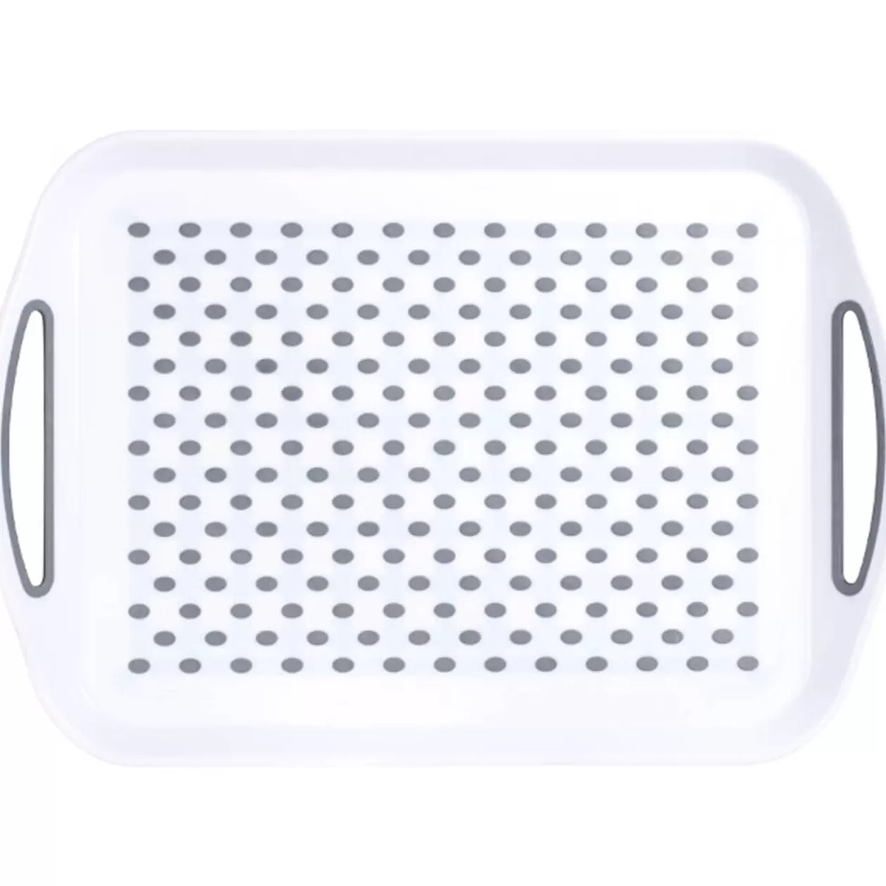 Plateau antidérapant avec poignées blanc et gris>Gifi Flash Sale