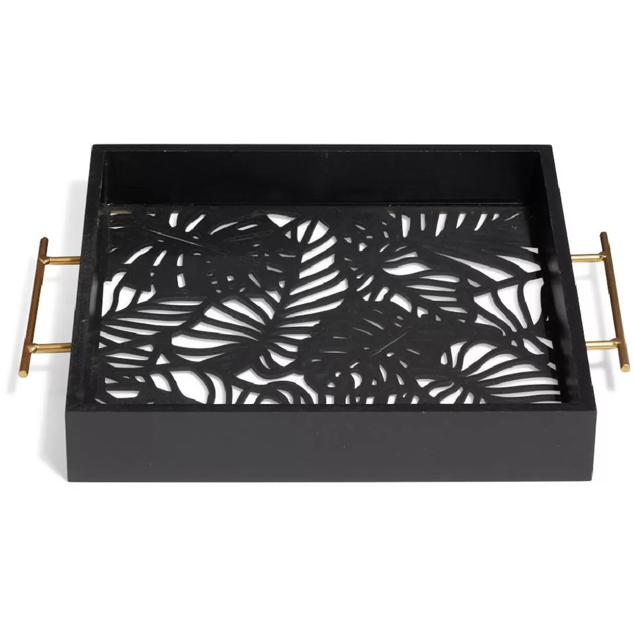 Plateau avec motif tropical ajouré et fond en verre>Gifi Fashion