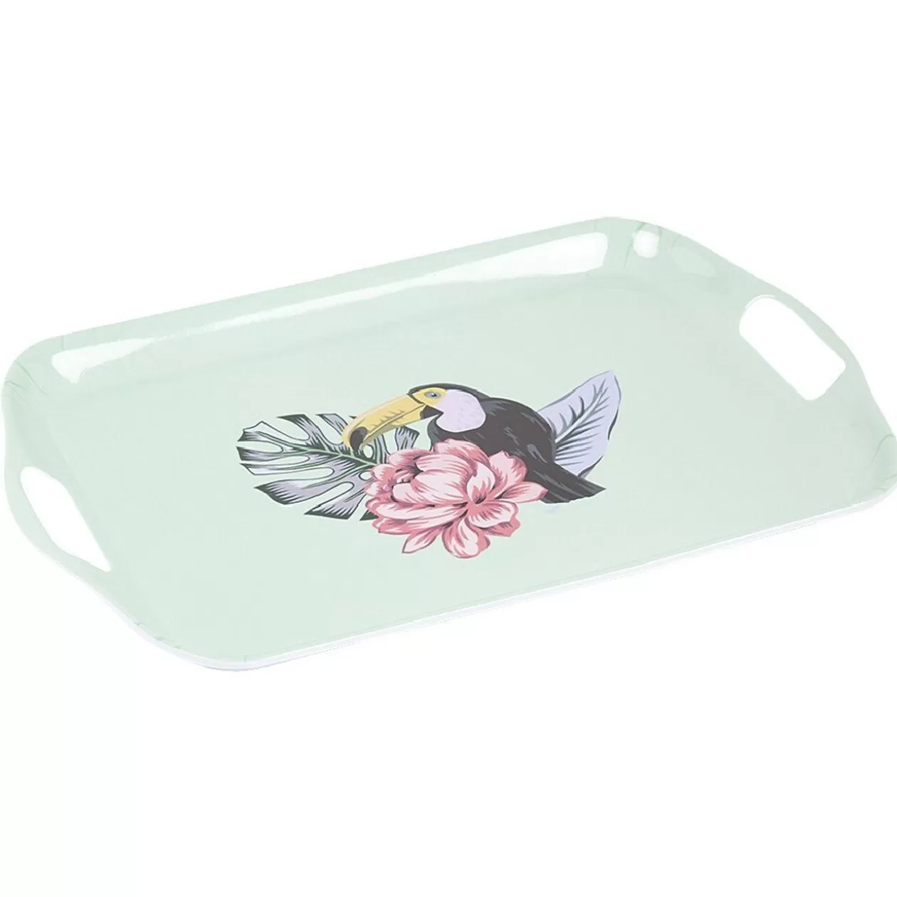 Plateau de service bleu motif oiseau tropical>Gifi Store