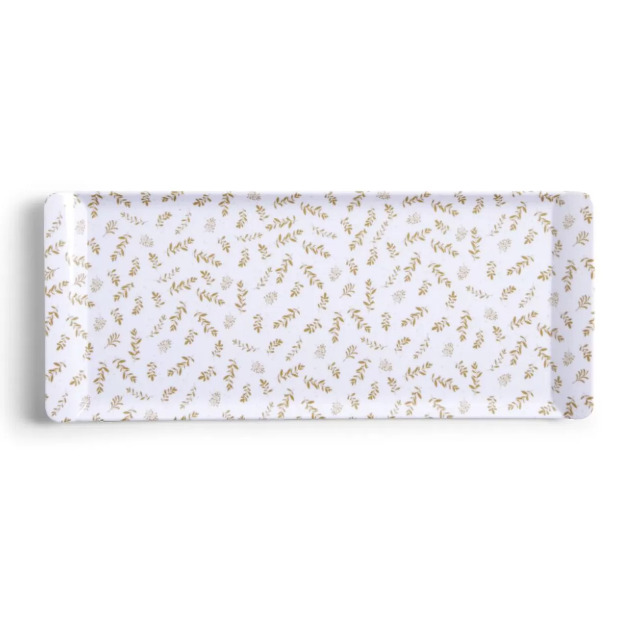Gifi Plateau de service rectangulaire mélaminé blanc motif feuillage doré 18x37,5cm< Vaisselle Et Accessoires De Table