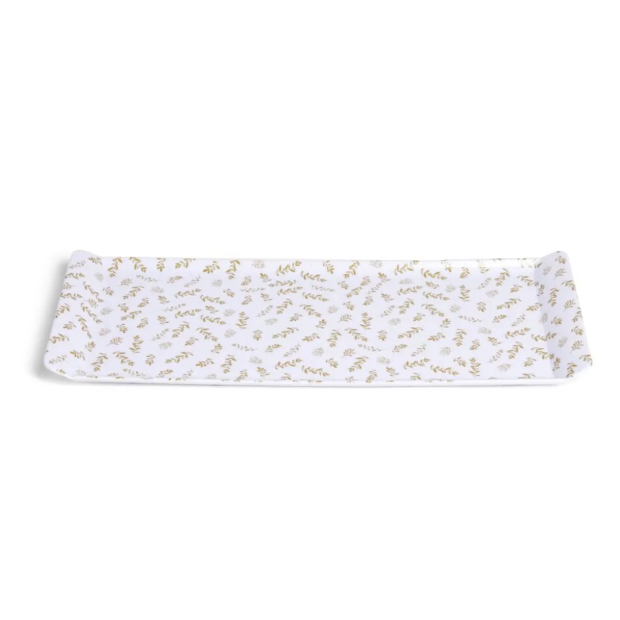 Gifi Plateau de service rectangulaire mélaminé blanc motif feuillage doré 18x37,5cm< Vaisselle Et Accessoires De Table