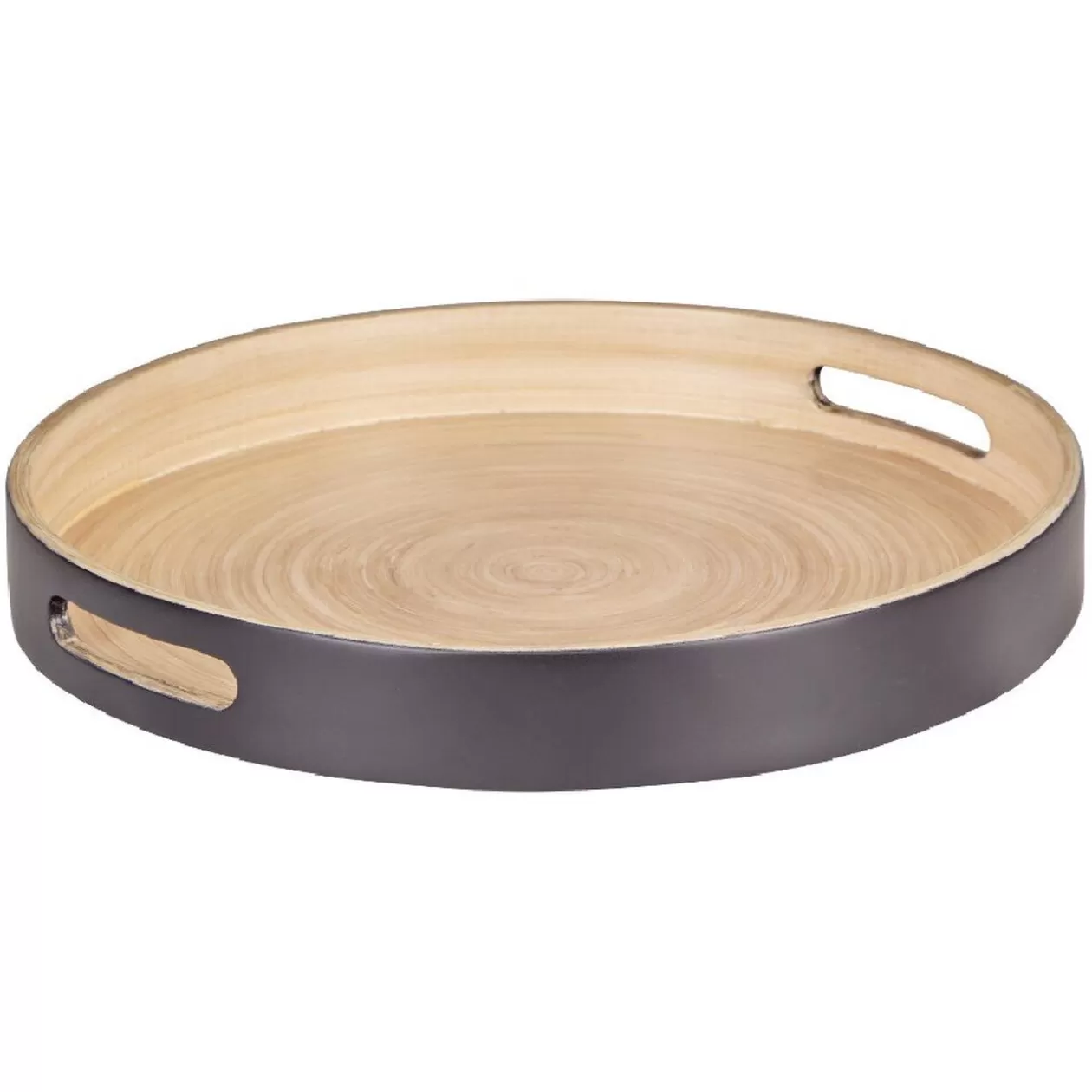 Plateau de service rond en bambou noir>Gifi Clearance