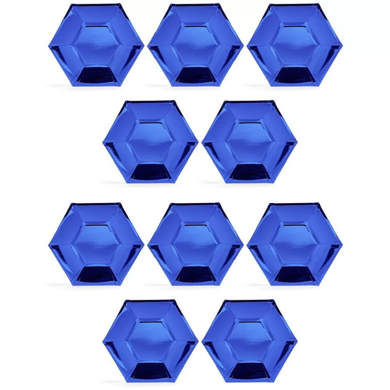 Plateau hexagonal carton bleu métallisé Ø26cm x10>Gifi Shop