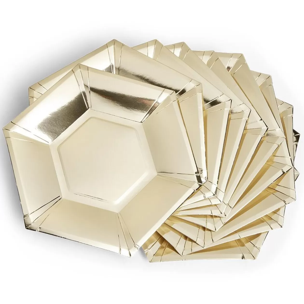 Plateau hexagonal carton doré métallisé Ø26cm x10>Gifi Shop