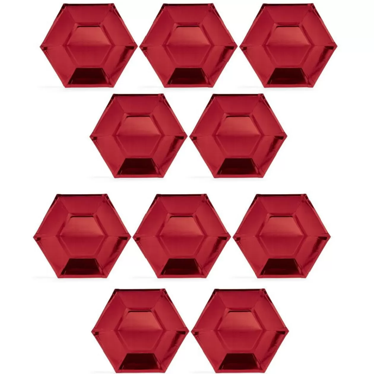 Plateau hexagonal carton rouge métallisé Ø26cm x10>Gifi Flash Sale