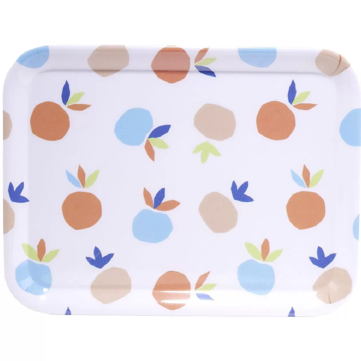 Gifi Plateau rectangulaire blanc motif fruit orange bleu plastique 29x22cm< Vaisselle Et Accessoires De Table