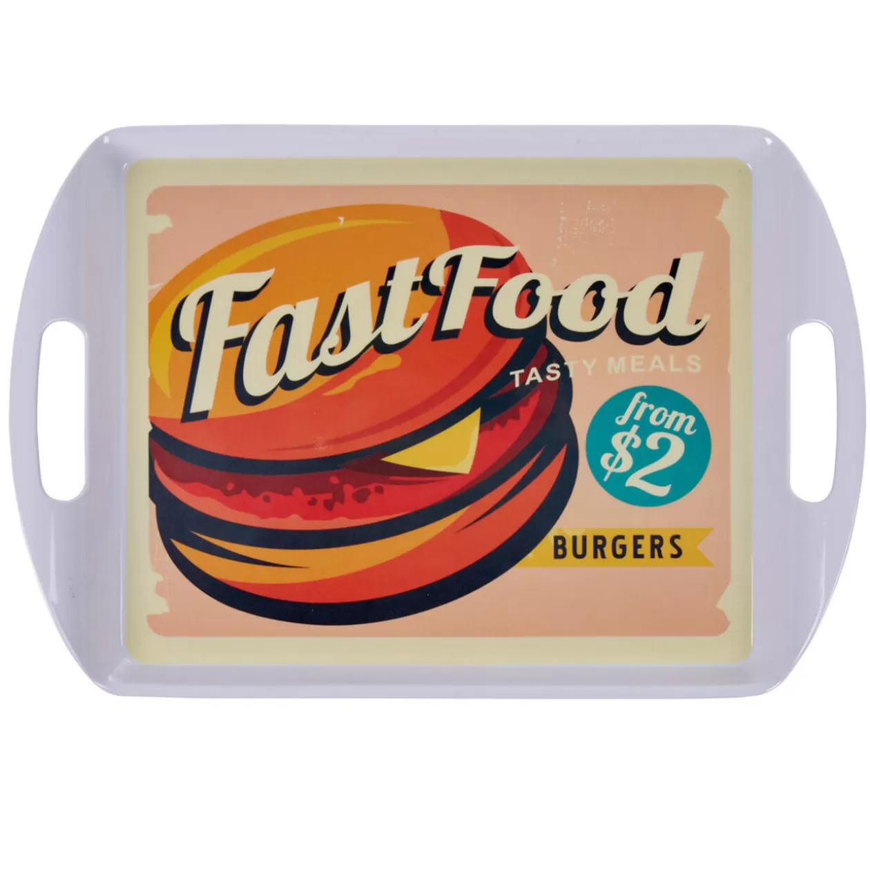 Gifi Plateau rectangulaire blanc style fast food motif hamburger< Vaisselle Et Accessoires De Table