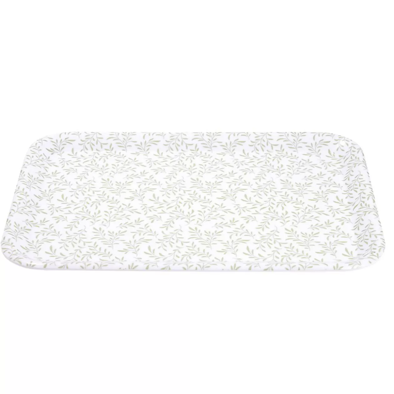 Gifi Plateau rectangulaire motif feuillage blanc et vert 27x38cm< Vaisselle Et Accessoires De Table
