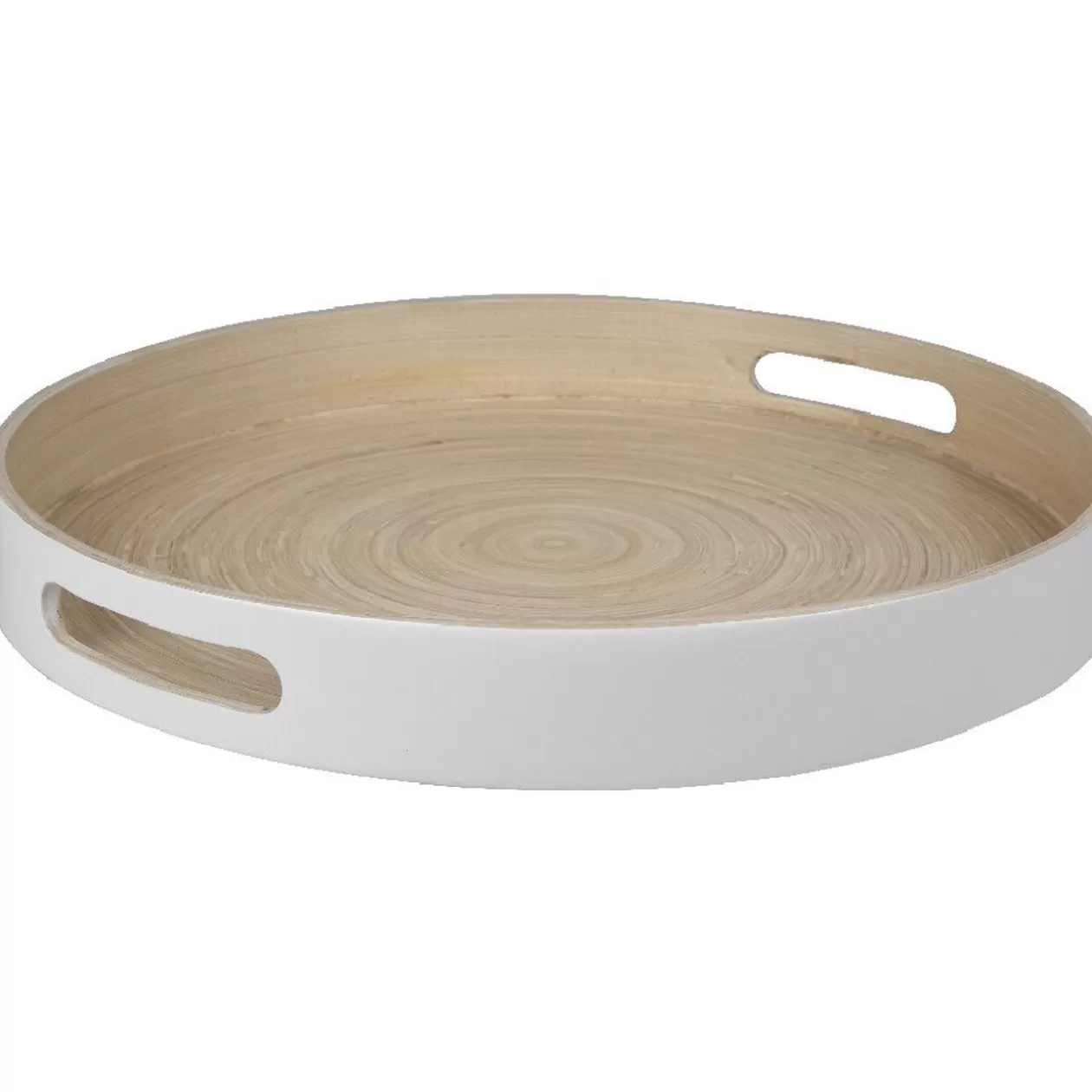 Gifi Plateau rond bambou bicolore blanc naturel< Vaisselle Et Accessoires De Table