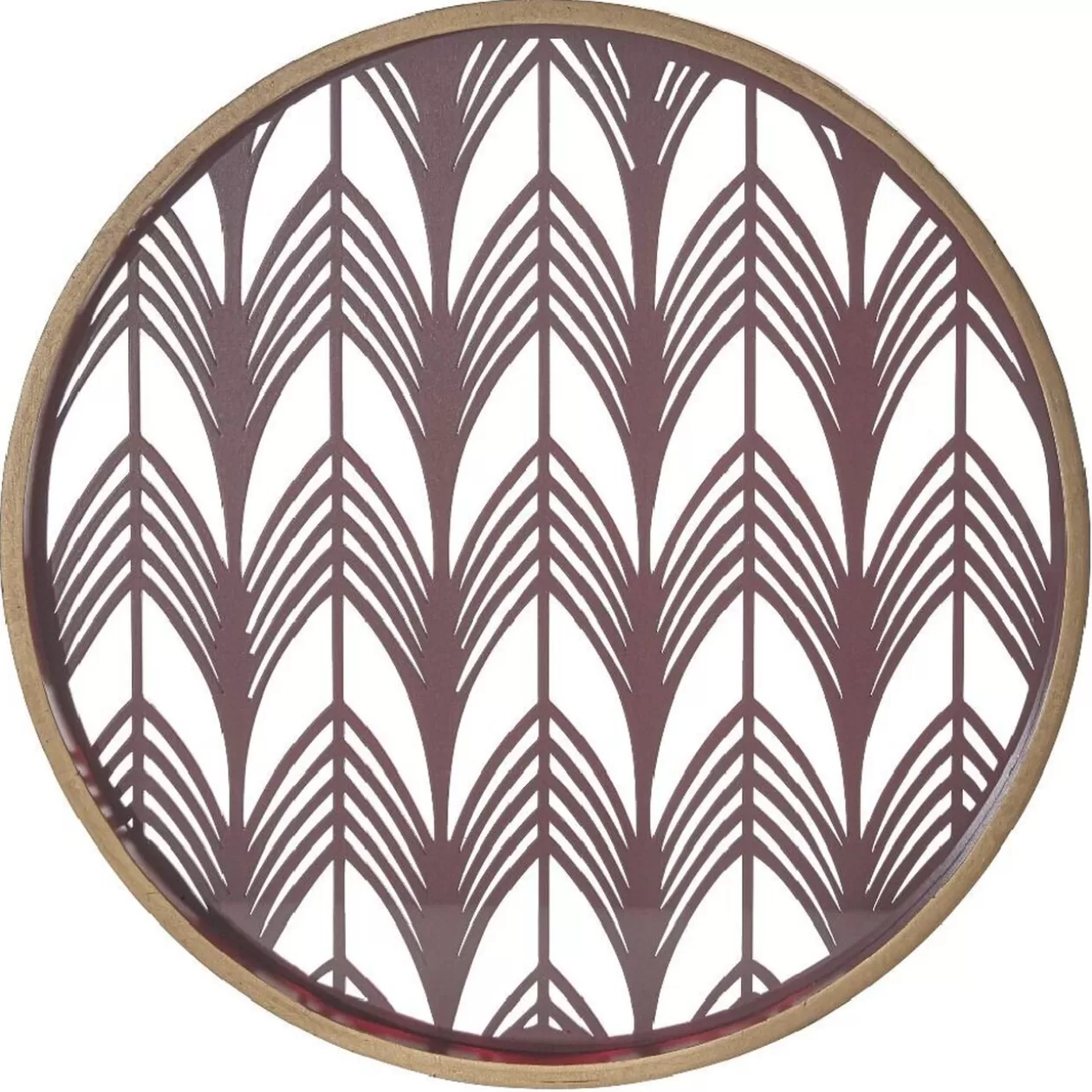 Plateau rond inspiration orientale en métal et bois rouge ou gris>Gifi Sale
