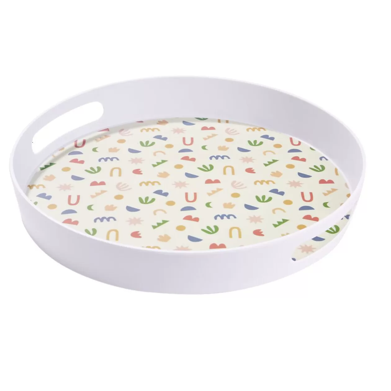 Gifi Plateau rond mélaminé motif matisse blanc et multicolore Ø34,5xH5cm< Vaisselle Et Accessoires De Table