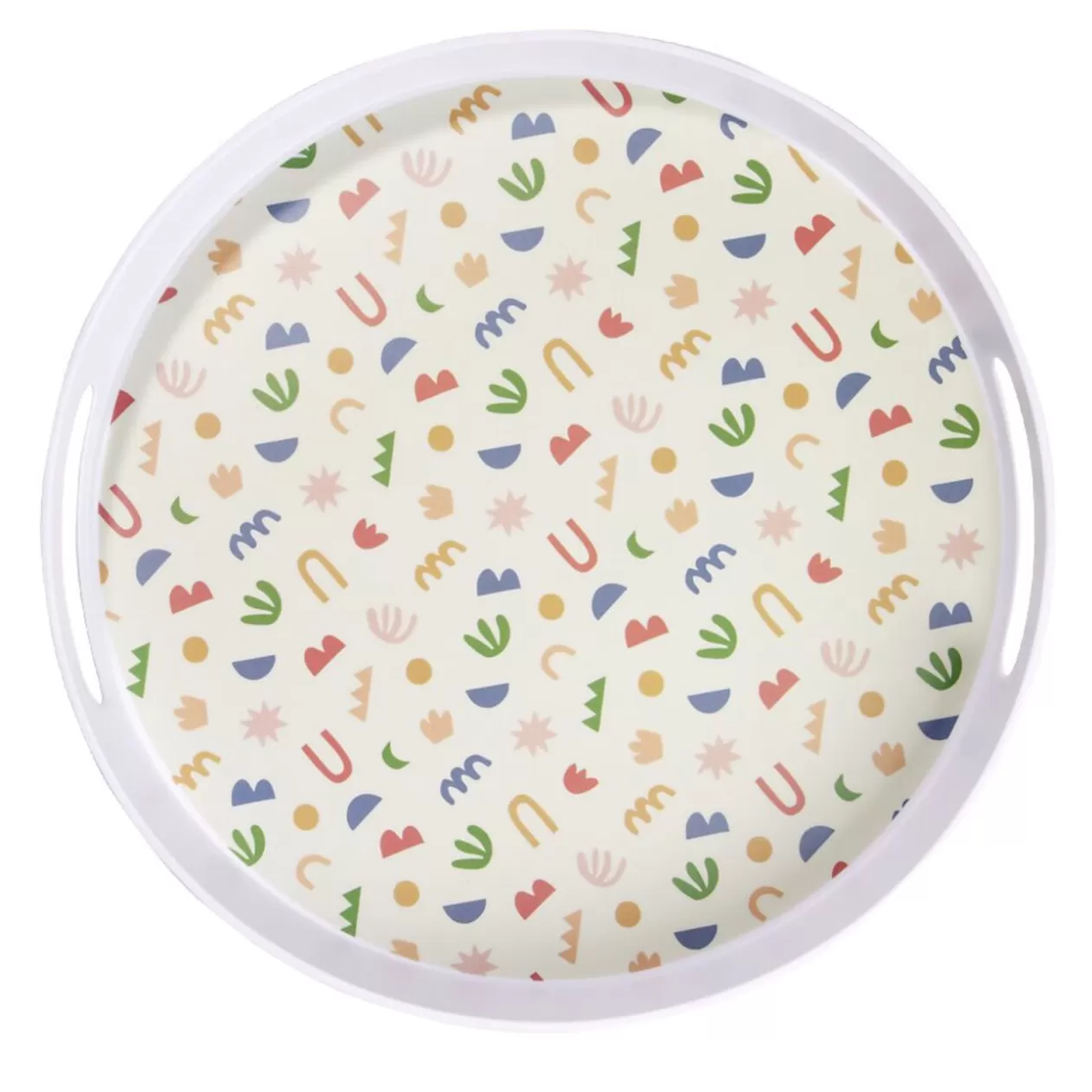 Gifi Plateau rond mélaminé motif matisse blanc et multicolore Ø34,5xH5cm< Vaisselle Et Accessoires De Table