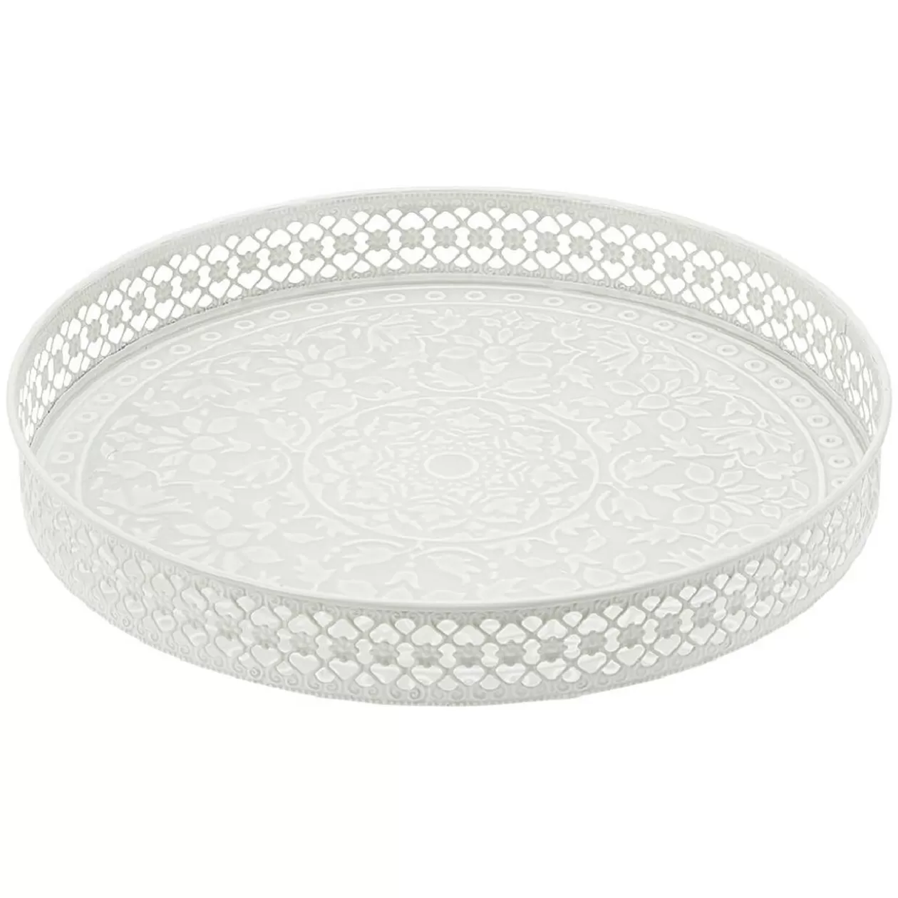 Plateau rond métal motif mandala rose gris ou vert>Gifi Outlet