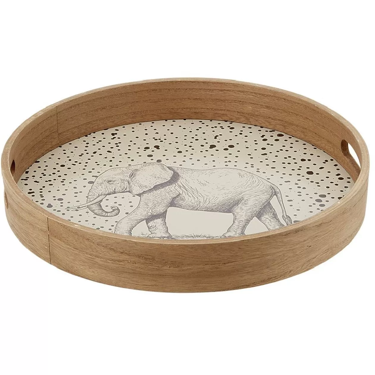Plateau rond naturel motif éléphant>Gifi Shop