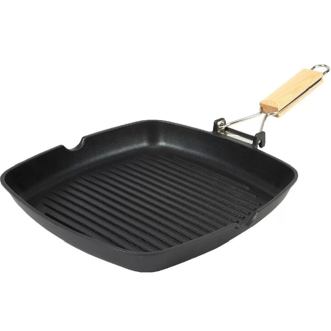 Gifi Poêle grill carré manche en bois amovible tous feux< Cuisson